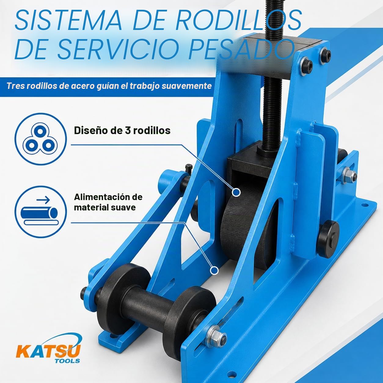 KATSU Dobladora de Tubos 1-1/2" Dobladora de Barra Plana de Rolling Rodillo de Tubo Cuadrado y Rectangular Manual Ajustable para Acero Dulce Cobre y Aluminio 165119