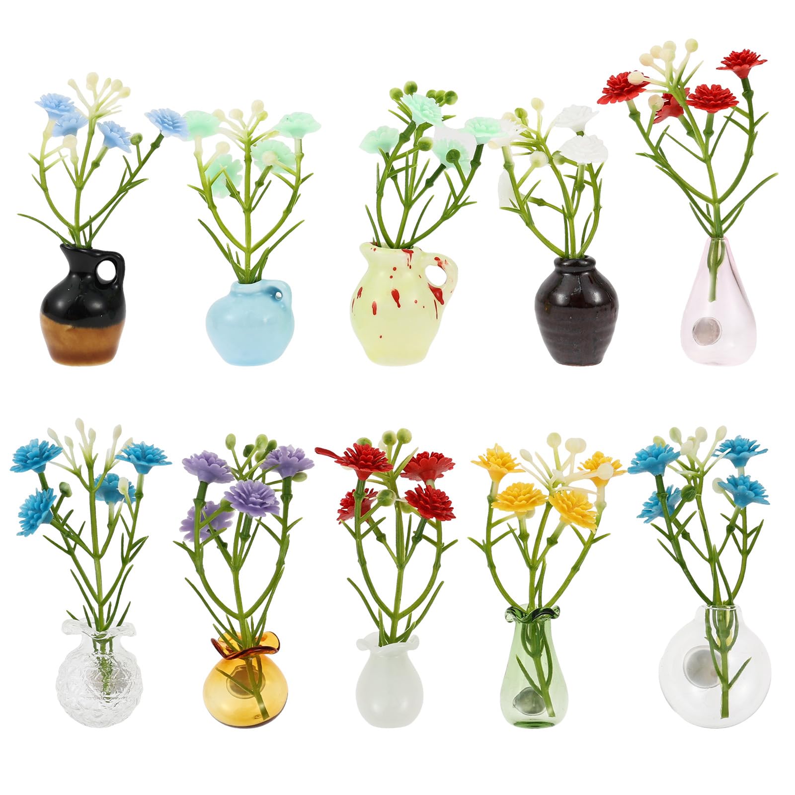 10Pcs Mini Vase Fridge Magnets, 3D DIY Tiny Bud Vases for Fridge, Locker & Whiteboard, Mixed Ceramic & Glass, Cute Fridges Magnet Gift Set for Coworkers, Teachers & Office Decor(A)