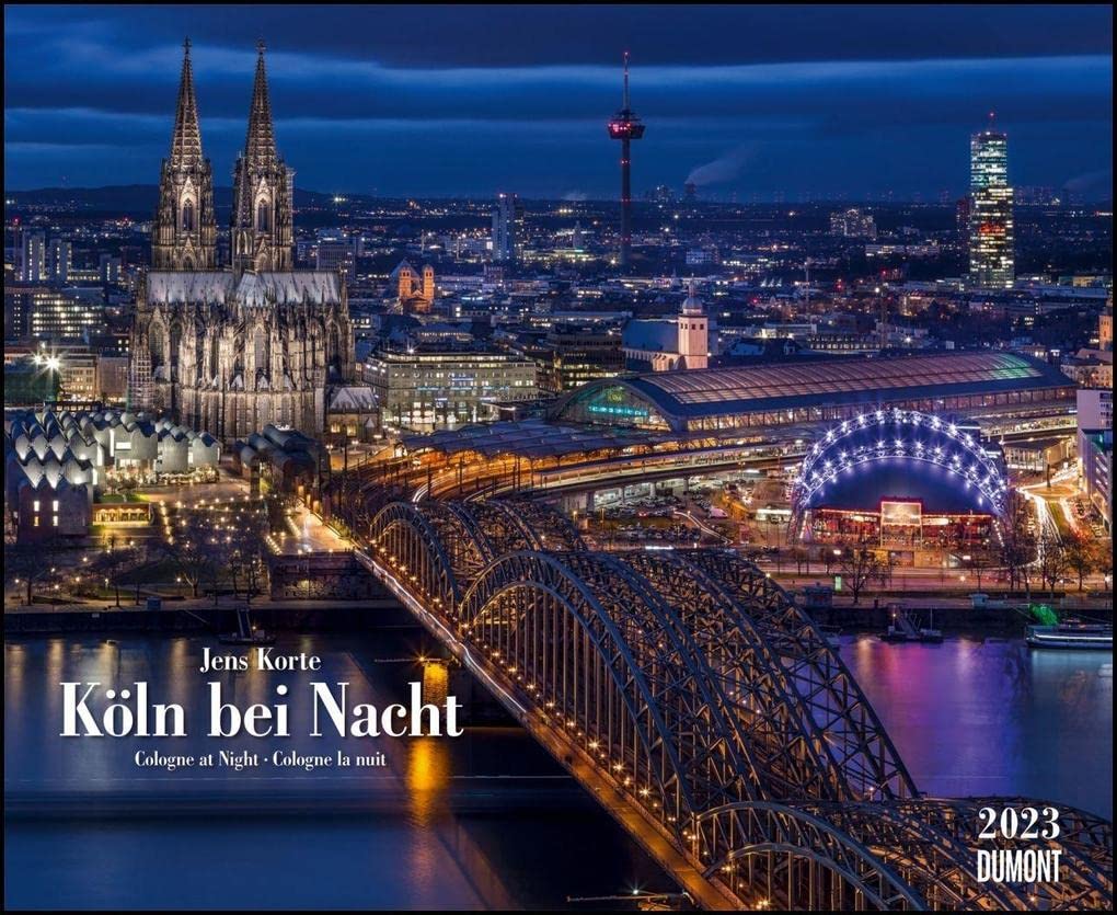 Cologne at Night 2023 - Wall Calendar 52 x 42.5 cm - Spiral Bound