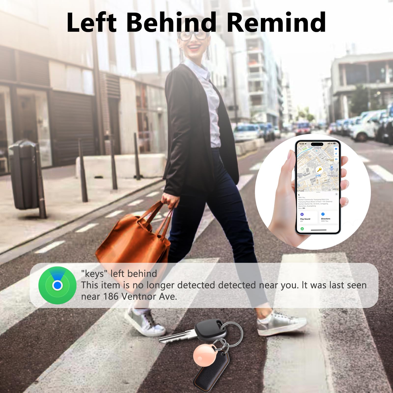 Air Tracker Tag 4 pezzi, Air Tracker Funziona Bluetooth Trova oggetti Compatibile Apple (solo iOS) Localizzatore Chiavi Borse, Bagagli, Zaini, Batteria Sostituibile Rosa,Viola,Verde,Blu