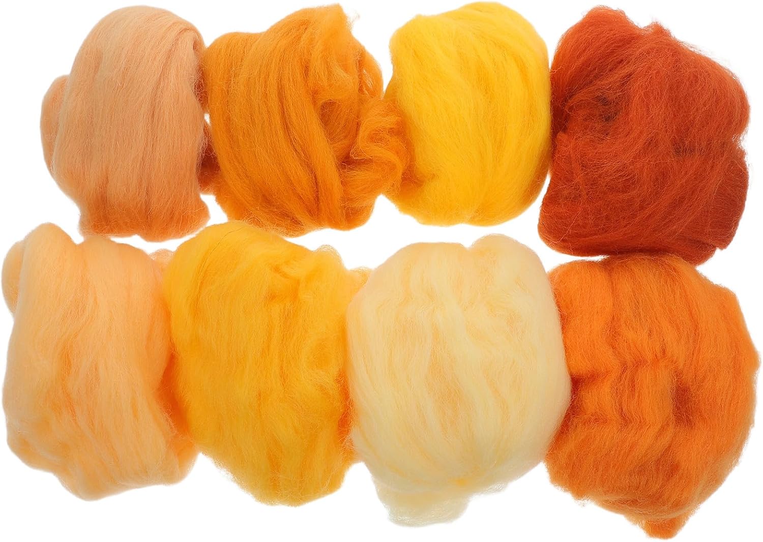 SOESFOUFU 8pcs Needle Felting Wool - Orange Wool Roving Felting Material for Beginners DIY Hand Spinning Weaving Crafting Projects