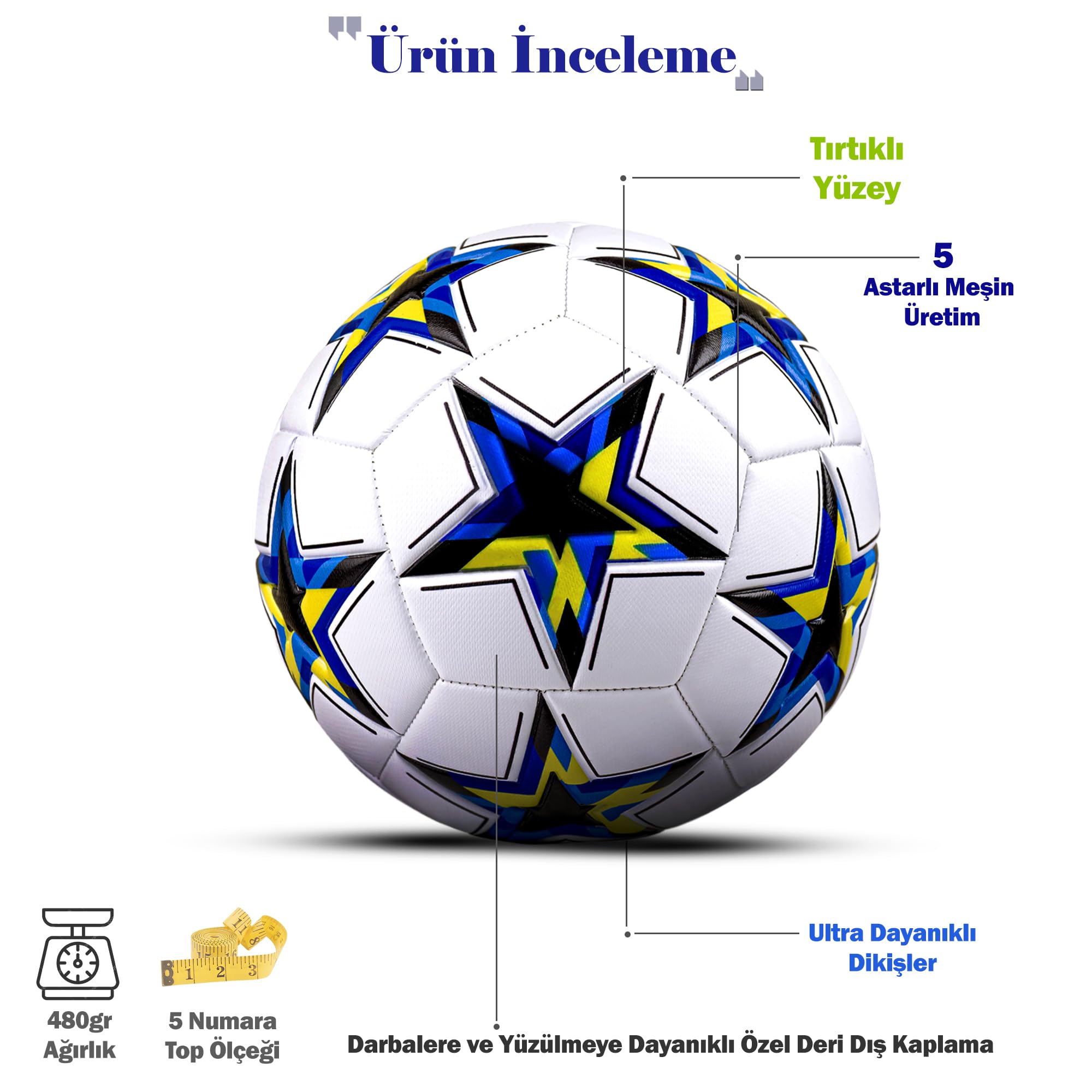 Hsport UEFA Şampiyonlar Ligi Futbol Topu Halı Saha ve Beton Zemine Uygun Dikişli Maç ve İdman Topu No:5 (pompa hediyeli) (Siyah)