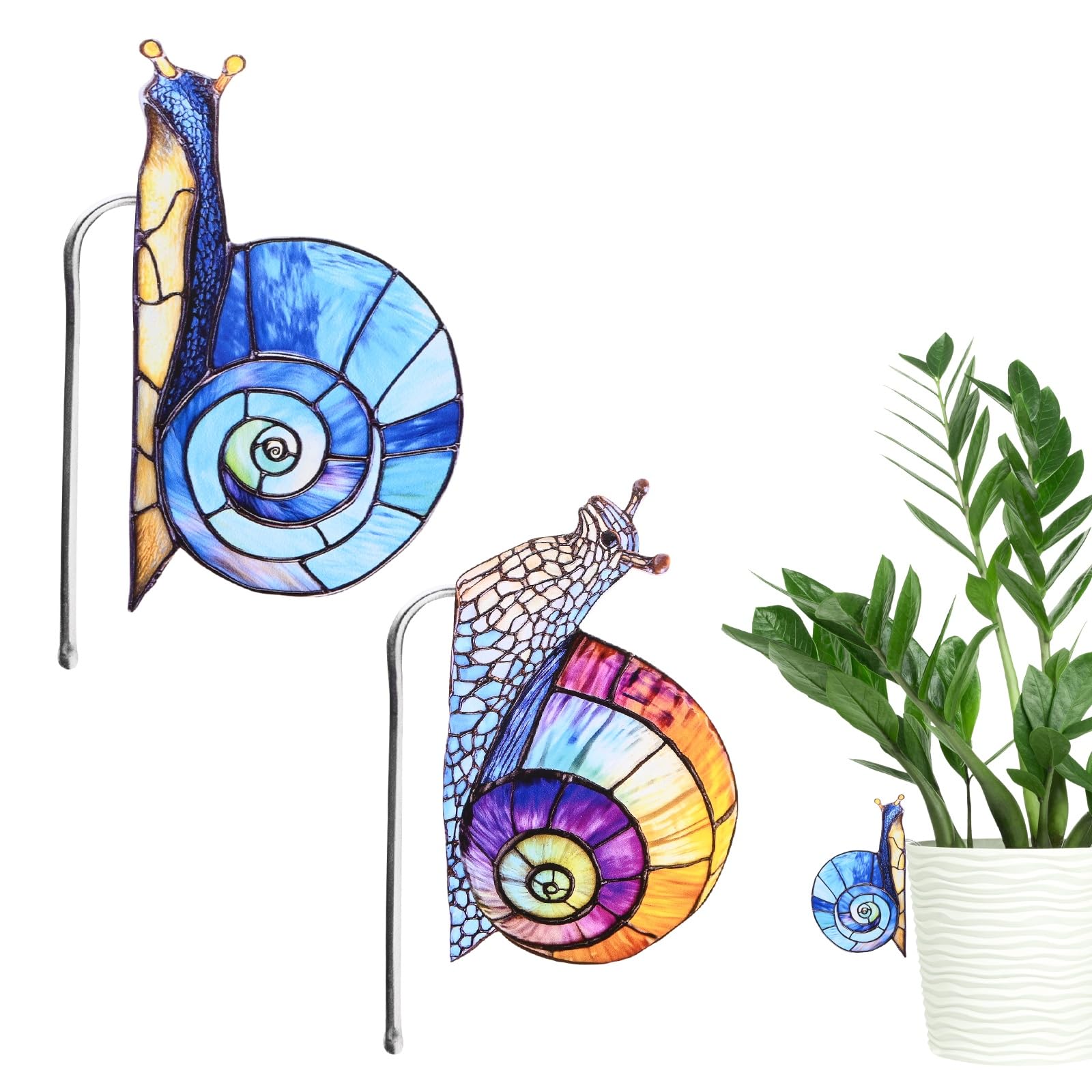 M METERXITY 2-Pack Snail Flower Pot Huggers 3/3.1" Acrylic, Snail