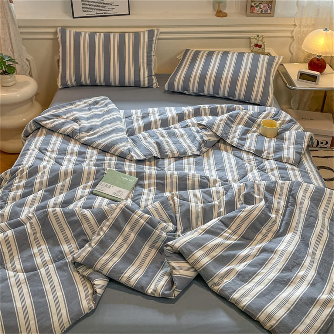 Mateju Moderno Trapuntino Copriletto Singolo Matrimoniale,Copriletto Trapuntato,Trapunta Leggera Estivo Primaverile,Trapunta Estiva Letto Singola (Blu classico,200 * 230cm)