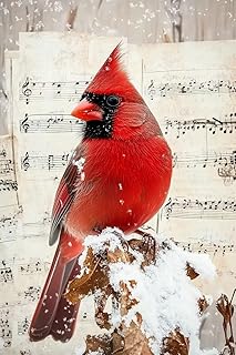 Cardinal Canvas Wall Art Painting Cardinal Poster Christmas Decorations Winter Decor Canvas Painting Cardinal Wall Art Gifts For Living Room Bedroom Office Home Decor Framed 24x36 Inch