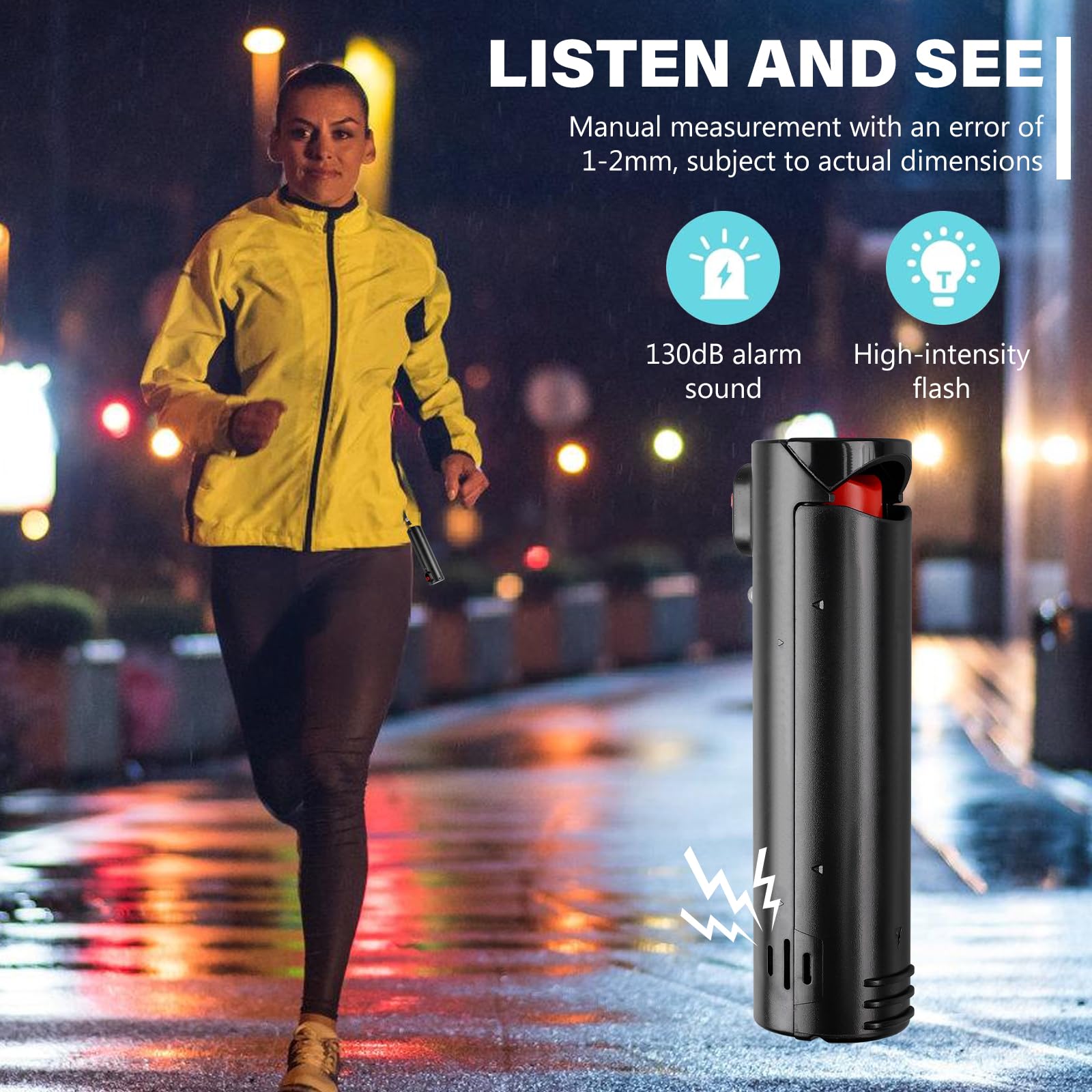 Alarme De Sécurité Personnelle Rechargeable pour Femmes, Hommes et Personnes Âgées - Alarme De Poche Anti-Agression (Noir)
