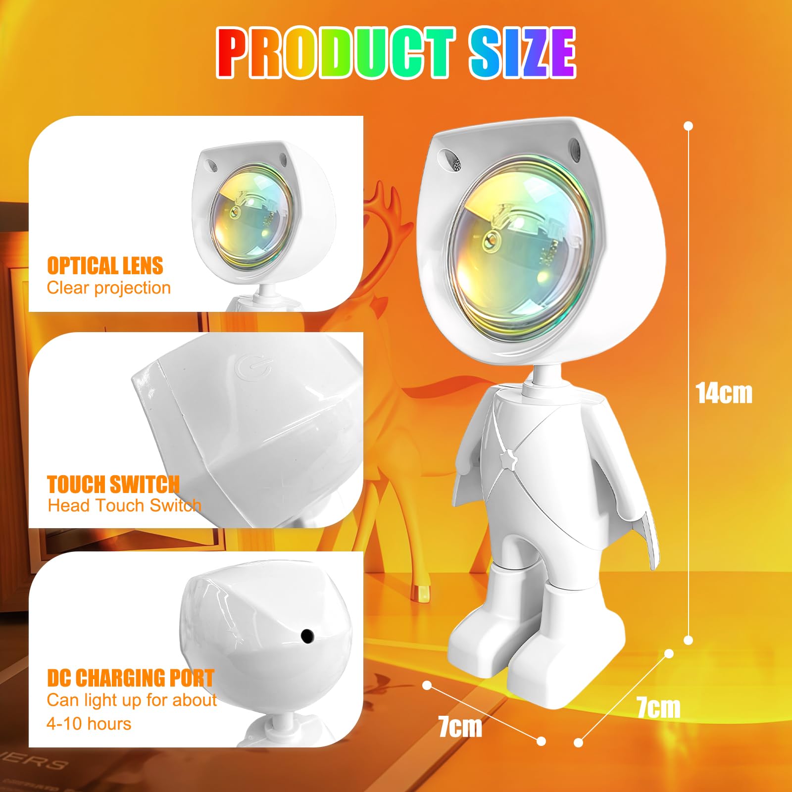 AMFUN Astronaut Sunset Lamp Projection, LED Projector Lamps,7-Color 360° Rotation Sunrise Lamp - Image 2