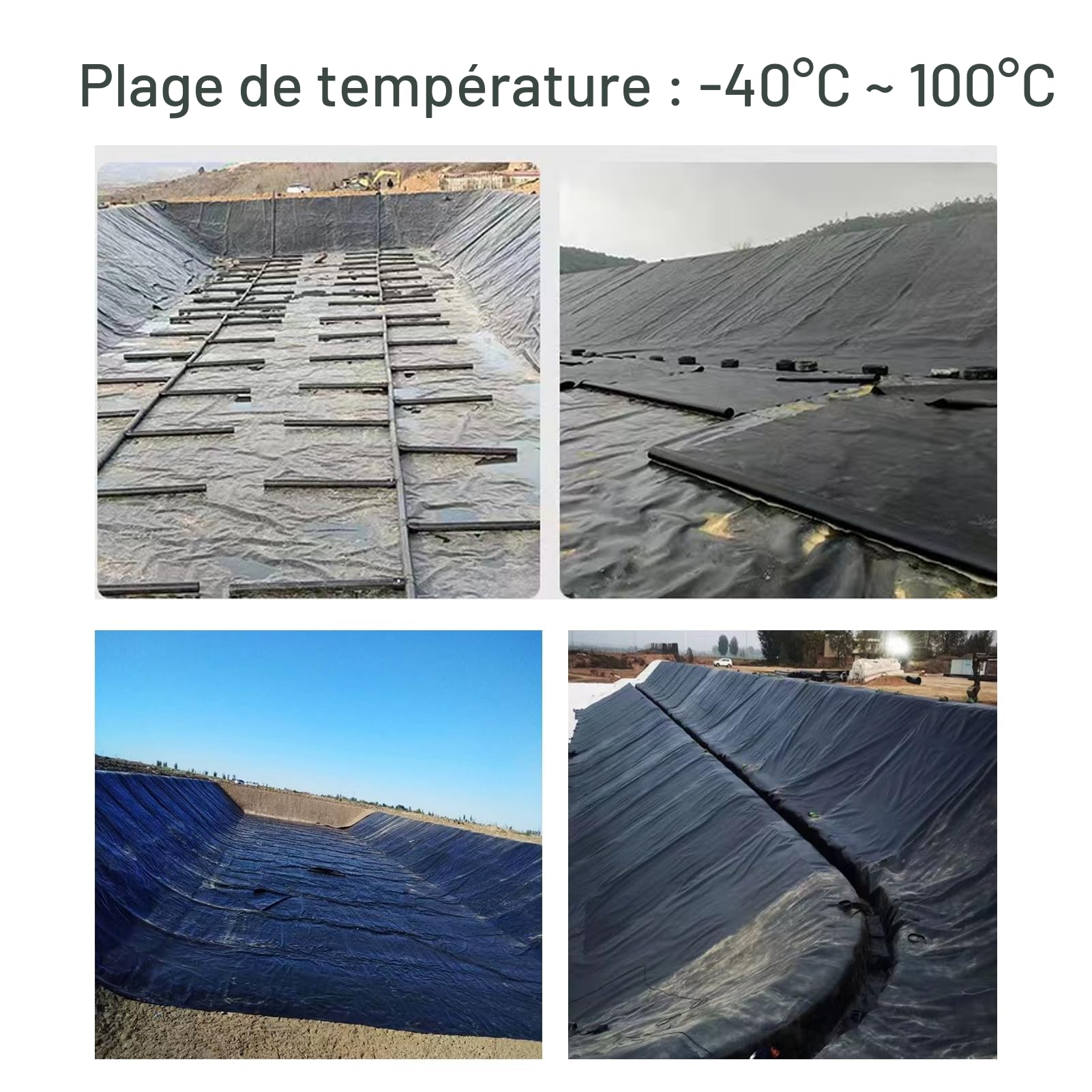 Film de serre 3 m x 4 m Noir en polyéthylène 1300 g d'épaisseur Plastique pour serre Protection anti-poussière Résistant à la déchirure Film de jardin en polyéthylène pour jardinage Serre Tunnel