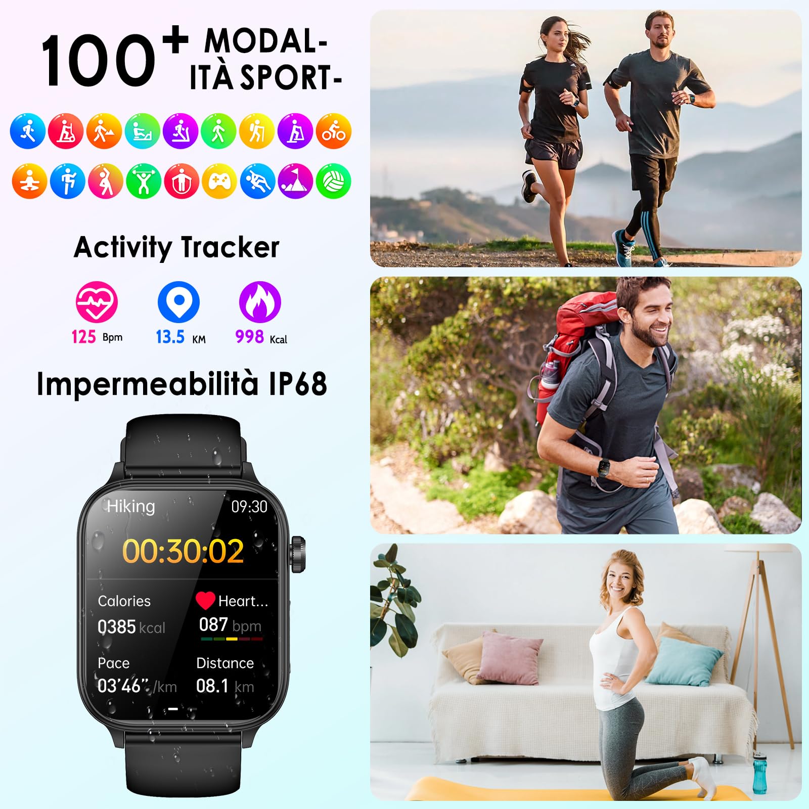 Marsyu 2026 Smartwatch Uomo Donna ECG/Pressione Sanguigna/Acido Urico/Sonno/Cardiofrequenzimetro/Temperatura Corporea/BMI,1,96" Orologio Salute con Telefono/Pulsante SOS,per iOS Android