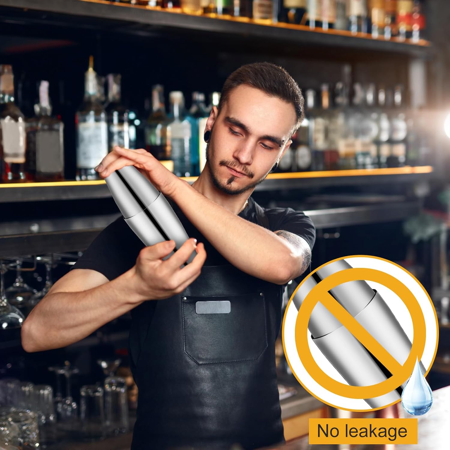 Zhehao 24 Pcs Silver Cocktail Shaker Professional Bar Boston Shaker Set Stainless Steel Martini Shake Drink Mixer Basic Tool Weighted Shake Metal Can Bartending Tins for Beginner, 18oz, 28oz - Image 4