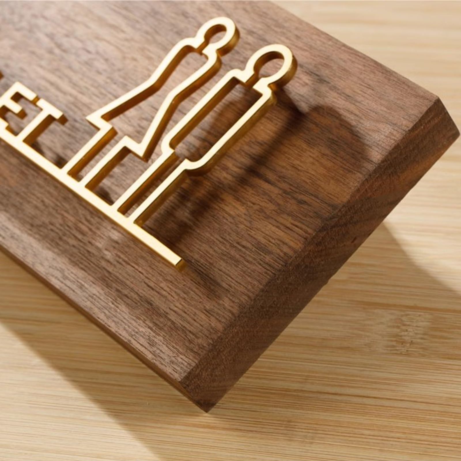 Signage,Restroom Signs Men Women Bathroom Sign with Arrow, Brushed Aluminum Signs with Wooden Bottom Plate for Office Bathroom and Toilet(B)