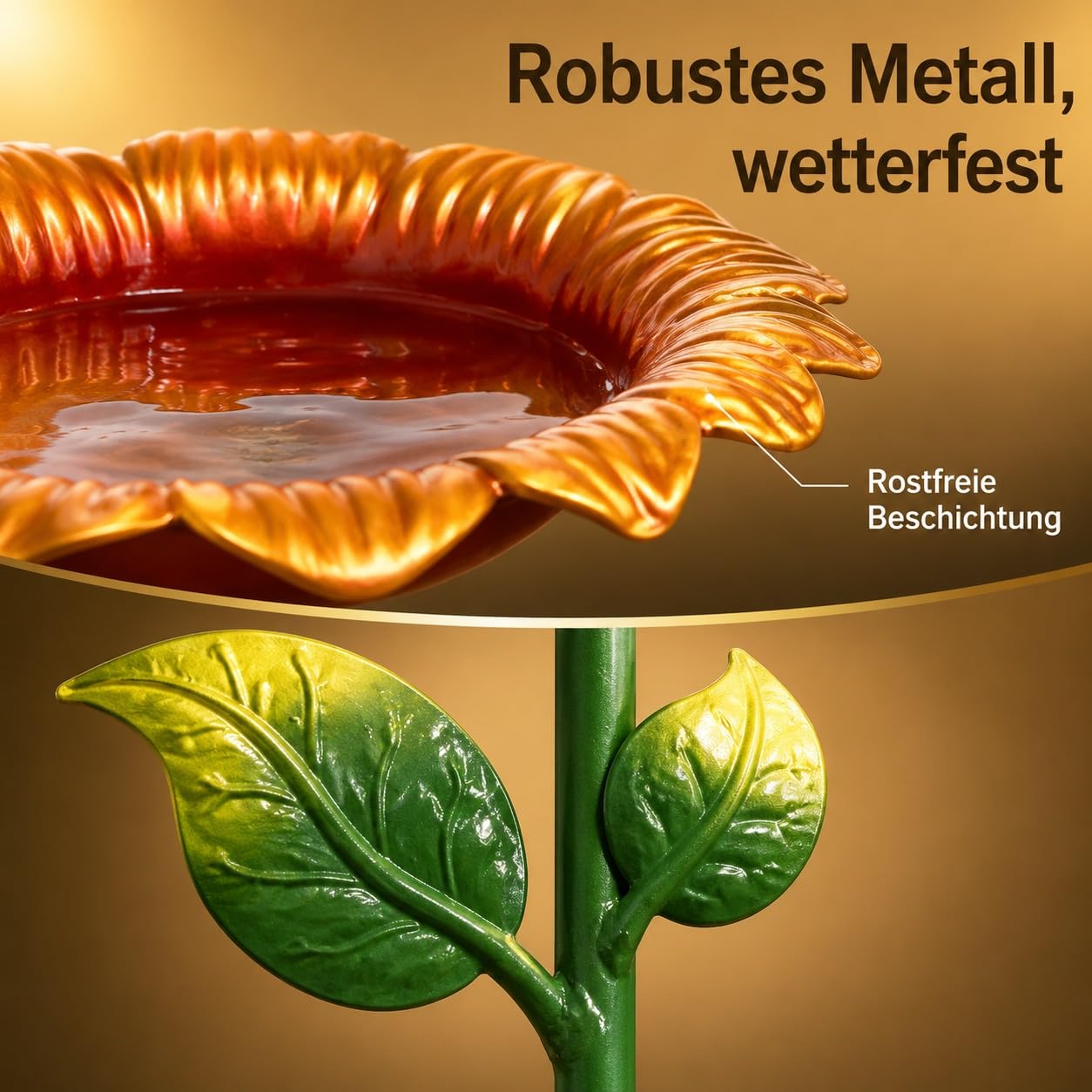 Vogeltränke Stehend,Vogelbad für Draußen Garten,Metall Vogelbecken Schüssel Wassertränke für Wildvögel frostfest, Garten,Hinterhof