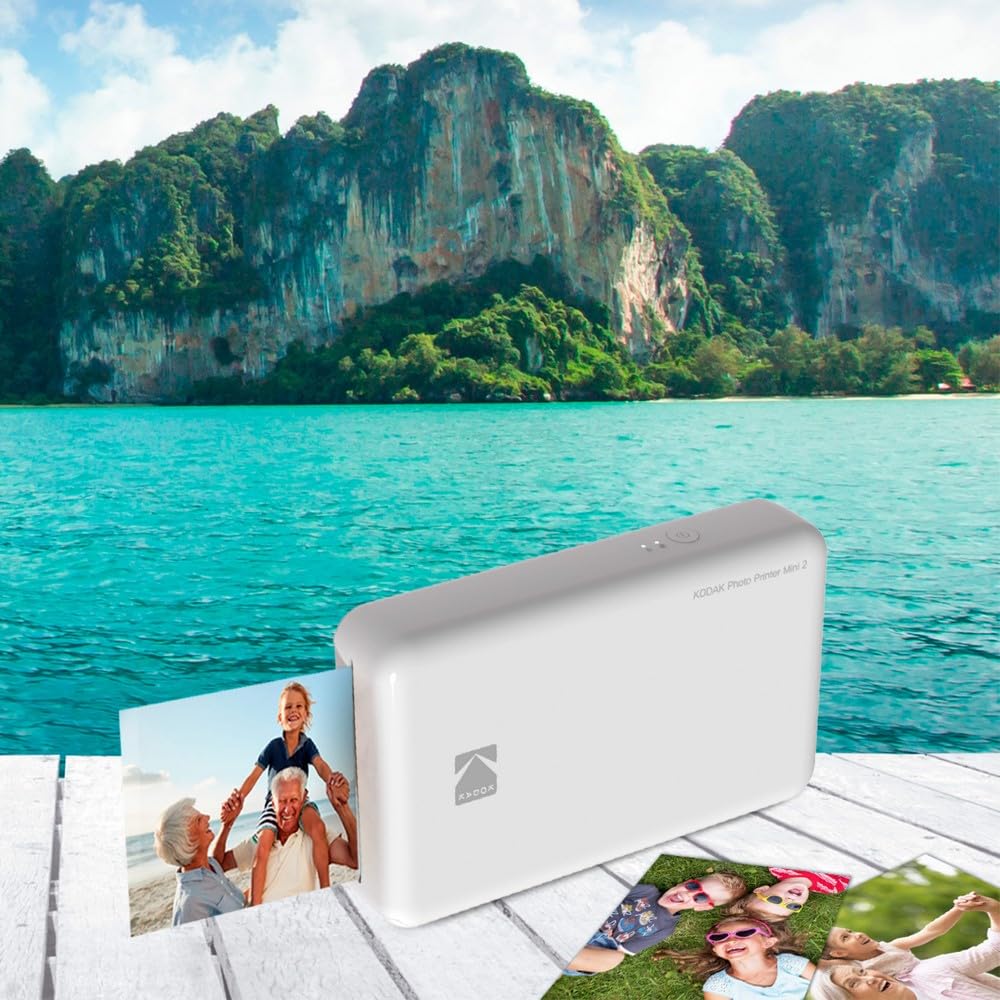 Kodak - Impresora fotográfica mini 2 HD, instantánea, inalámbrica y portátil, con tecnología de impresión patentada 4Pass, compatible con iOS y Android, blanco