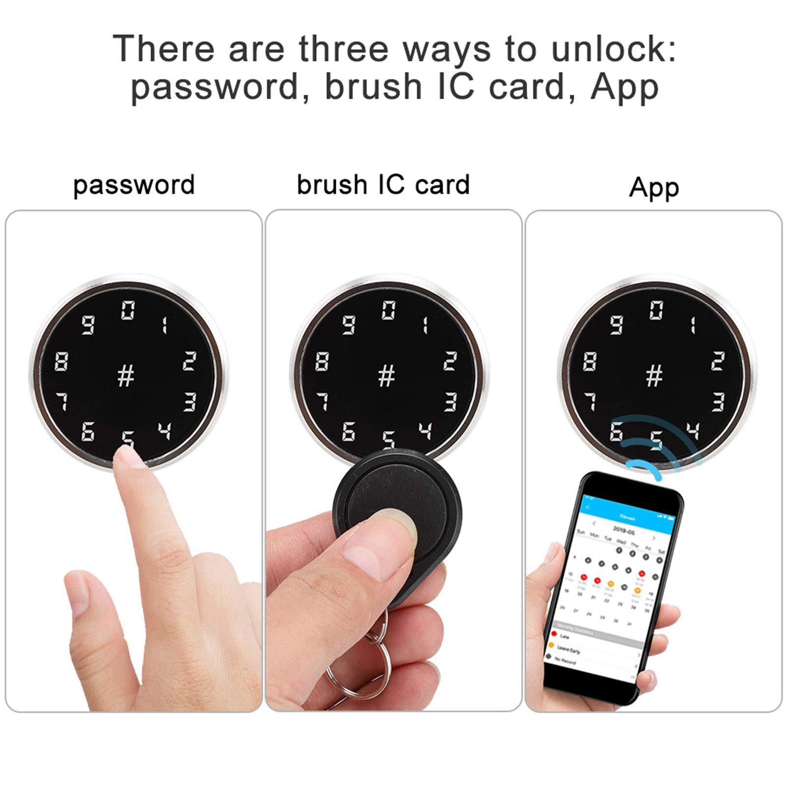 Cyfrowy zamek do drzwi Bluetooth, czytnik kart i zabezpieczenie hasłem, inteligentne sterowanie aplikacją, konstrukcja srebrnej kuli, ulepszona ochrona domu