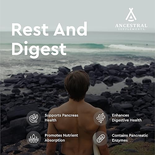 Miniatura 3 de Ancestral Supplements Páncreas alimentado con pasto  Enzimas digestivas proteolíticas incluyendo tripsina y soporte pancreático 180 cápsulas