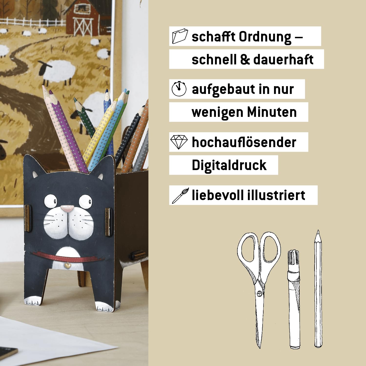 Werkhaus Vierbeiner Stiftebox Katze