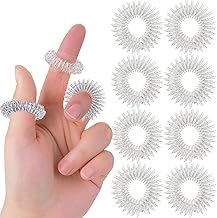 Lot de 8 anneaux d'acupression sensoriels à picots en argent pour réduire le stress et masser pour améliorer la circulation sanguine