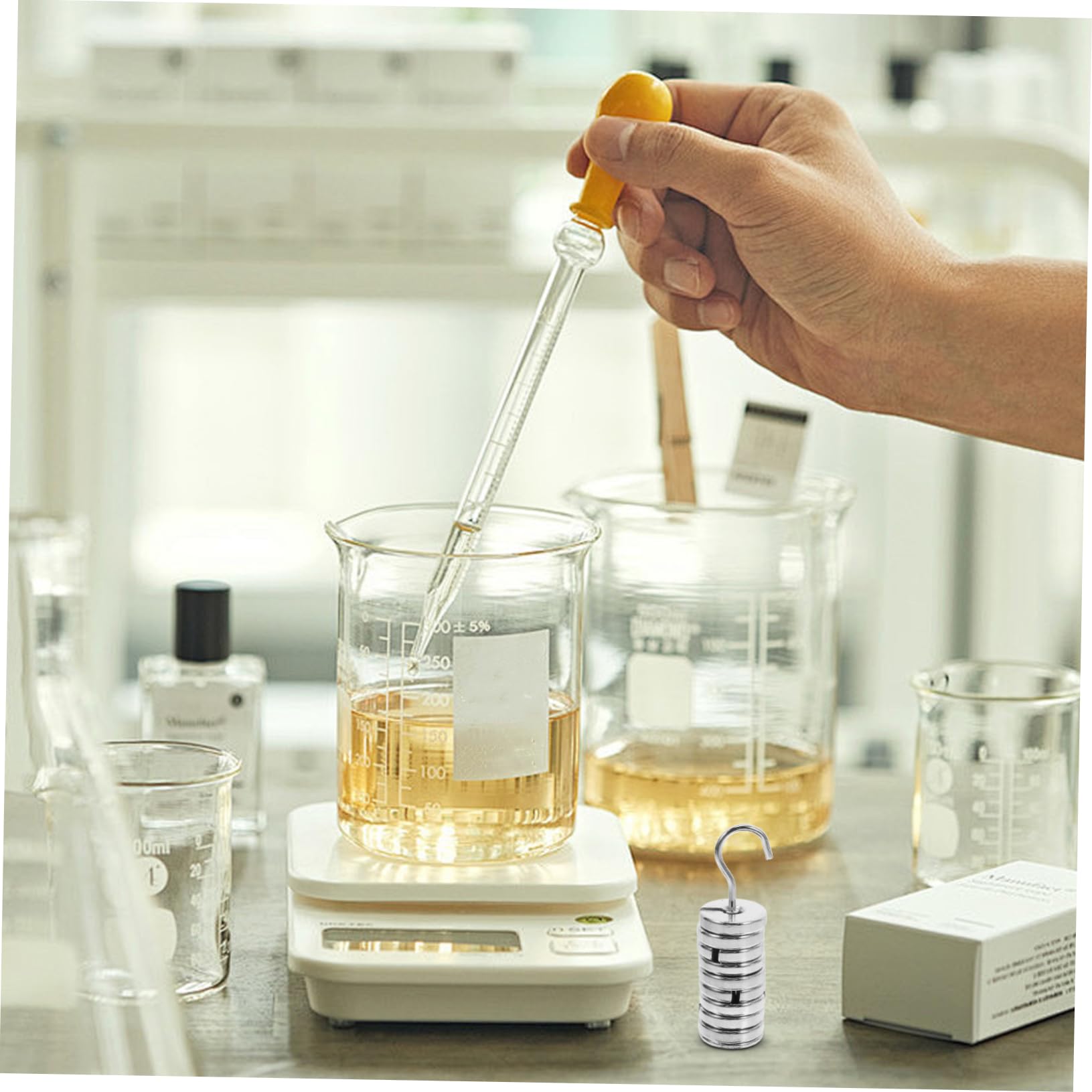MAGICLULU Ensemble de Poids à Fentes de Laboratoire pour Équilibrage Précis en Fer Chromé 1 Set avec Support Argenté et Rangement Pratique en Laboratoire