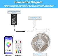 Vista 19 de PAUTIX Tira de luz LED RGB controlador inteligente inalámbrico, control remoto de 44 teclas y control de aplicación, sincronización de música