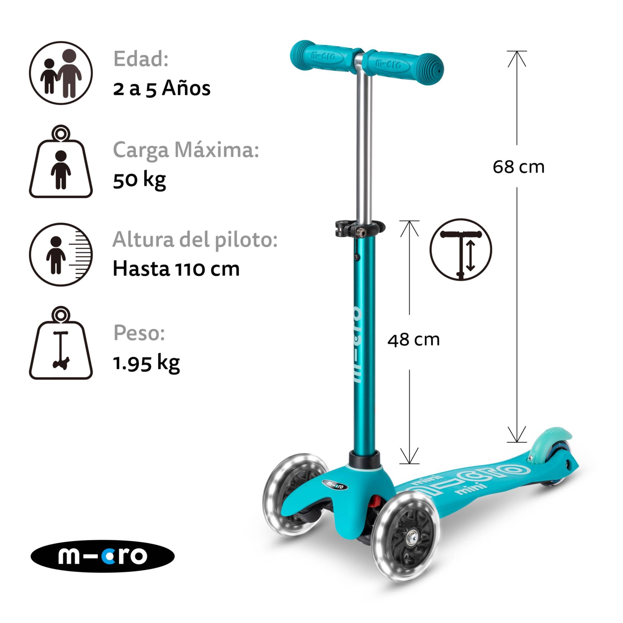 Micro® | Mini Micro Deluxe Patinete 3 Ruedas Niños | El Original | Manillar Regulable en Altura y Desmontable con un Clic | Sistema de dirección “Inclínate y Gira” | Niños y Niñas | 2-5 años