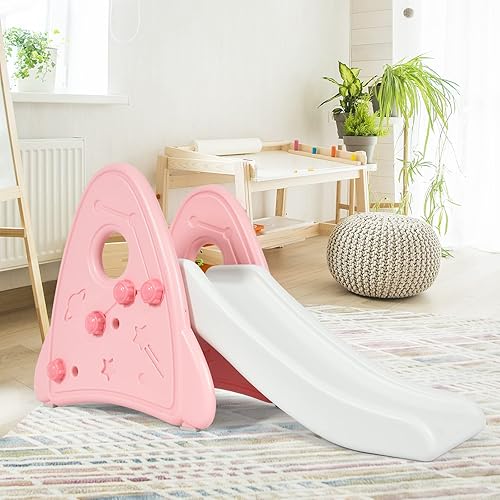 Miniatura 7 de Mini tobogán para niños pequeños, juguete para escalar con escaleras ampliadas y borde liso, tobogán pequeño independiente para interiores y