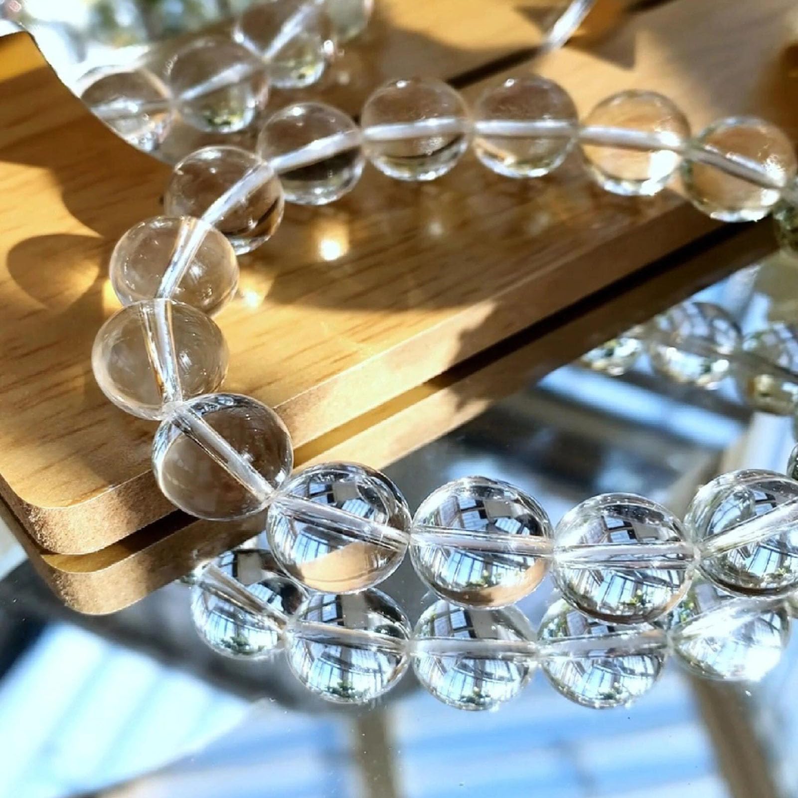 Bracciale curativo al Quarzo Trasparente Naturale, Cristallo Maestro guaritore per la Meditazione, bilanciamento dei Chakra e amplificazione dell'energia, Braccialetto Elastico,8MM