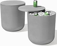 Vista 20 de Veradek Mesa auxiliar enfriadora para exteriores, 2 en 1, diseñada para su uso como mesa auxiliar al aire libre, decoración de patio y baúl de hielo