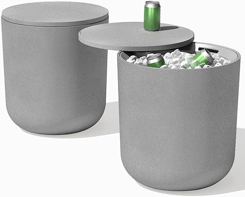 Miniatura 20 de Veradek Mesa auxiliar enfriadora para exteriores, 2 en 1, diseñada para su uso como mesa auxiliar al aire libre, decoración de patio y baúl de hielo