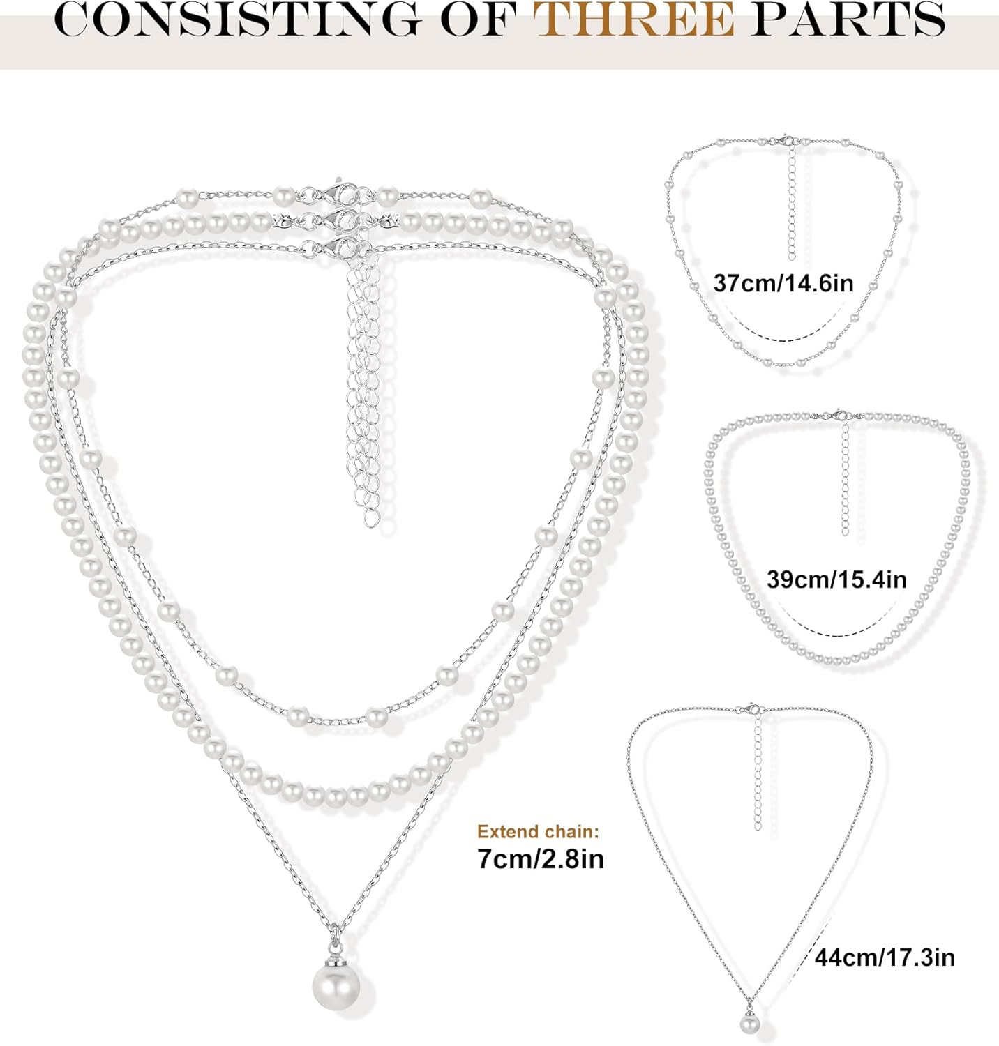 MJartoria Pearl Necklaces for Women, Dainty Layered Pearl Necklace Choker Trendy Jewelry Gifts for Wedding Birthdays Daily Wear - Image 6