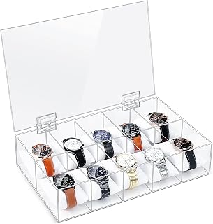 DoubleFill Acrylic Watch Display Case 10 Slot Watch Box Clear Watch Organizer Watch Holder for Men Women Jewelry Storage Bracelets
