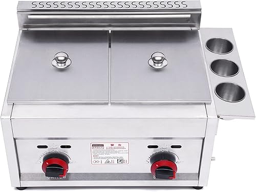 Miniatura 4 de MuChaIOAK Freidora comercial de gas LPG, 6 litros x 2 cestas de gas de acero inoxidable de doble tanque freidora eléctrica con 2 cestas extraíbles y