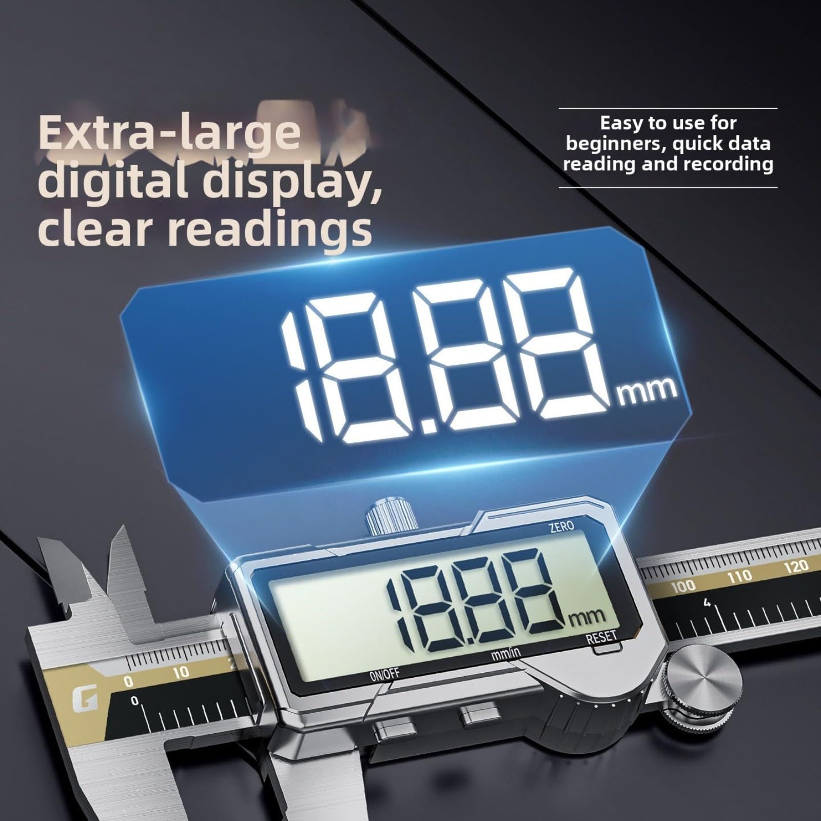 1 paquete de calibrador digital con carga tipo C, regla de acero inoxidable de alta precisión de 0.01 mm para ingeniería de carpintería de metal, plata, 150 mm (150 mm)