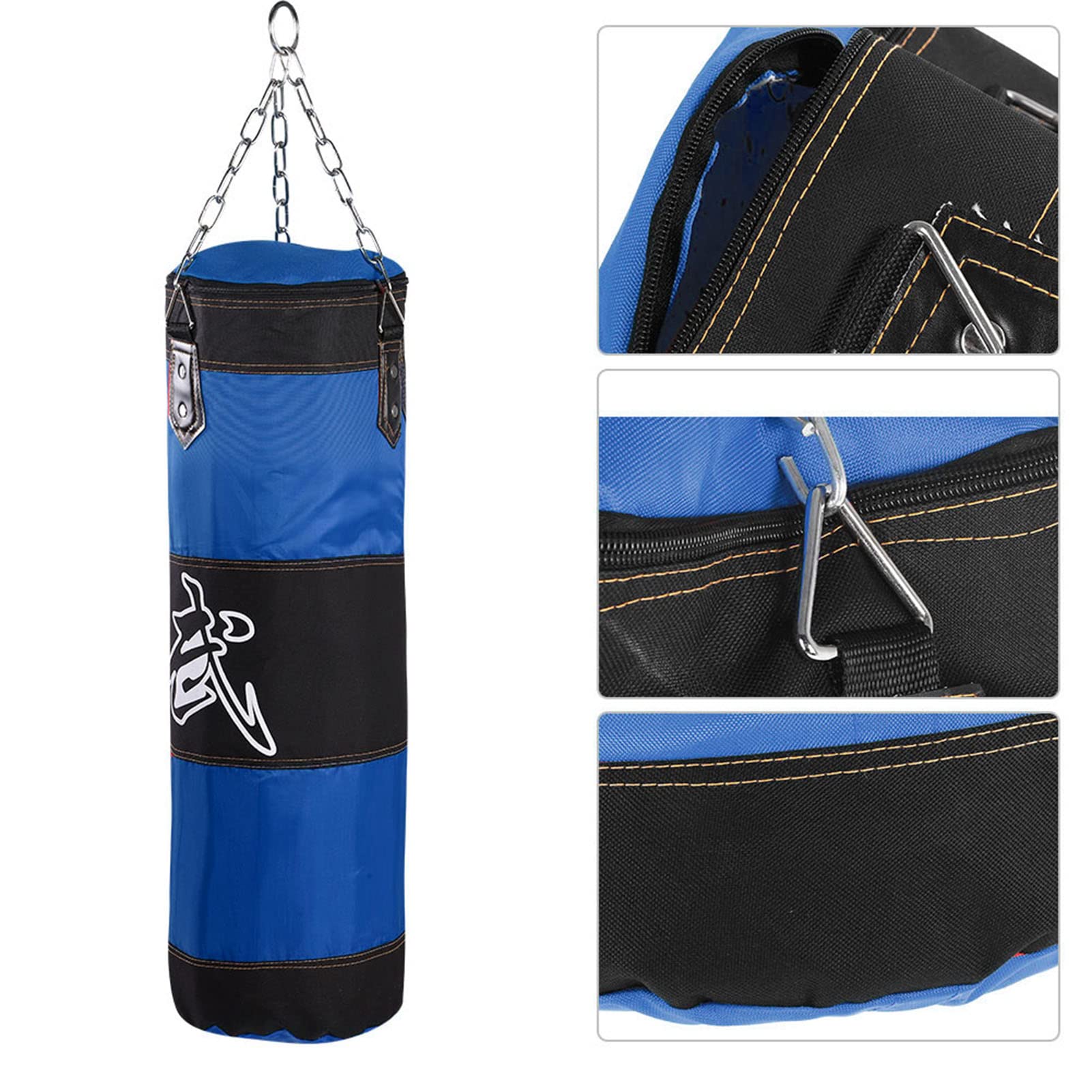 Sac De Frappe Lourd En Toile – Entraînement MMA, Muay Thai, Kickboxing – Avec Chaîne Métallique Solide Et Fermeture éclair