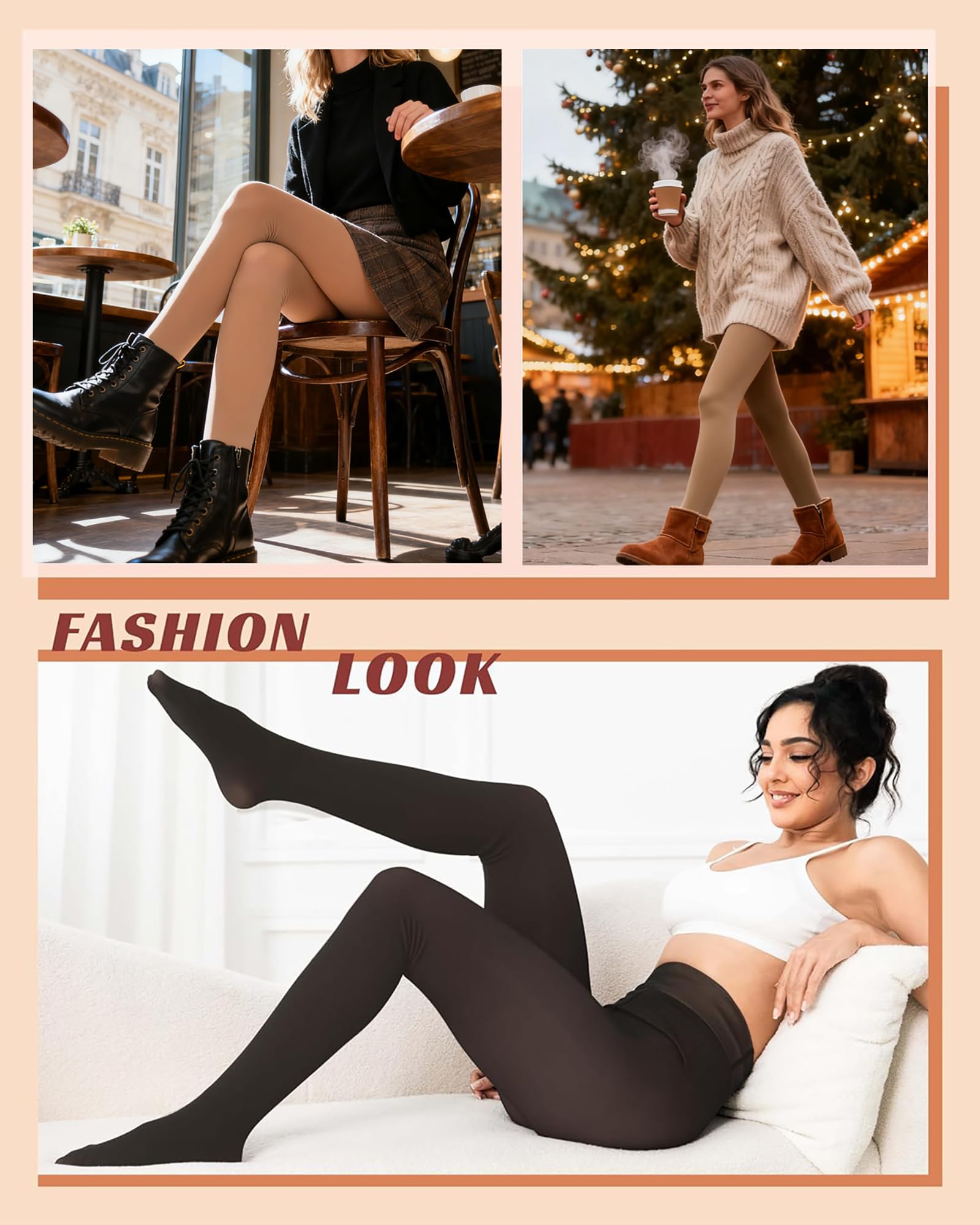DIKER Collant Termici Donna, Calzamaglia Termica Donna Invernali con Fodera in Pile Morbido, Vita Alta, Comodi Elasticizzati Leggings Tights