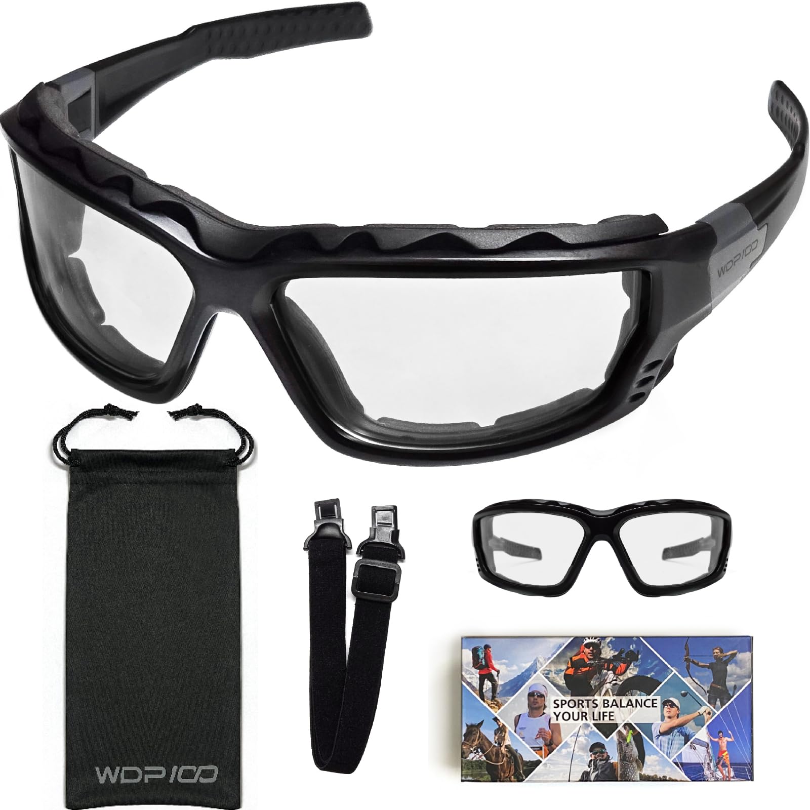 Lunettes de moto avec mousse intérieure amovible lunettes de protection powersports avec bandeau coupe vent et anti poussière pour ATV UTV