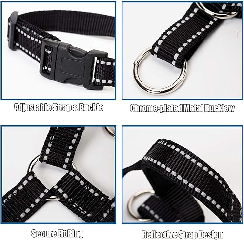 Miniatura 23 de Collar de cabeza de perro con tela reflectante, arnés ajustable para cabeza de perro para evitar tirones para perros pequeños, medianos y grandes