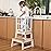 Kids Kitchen Step Stool, Ideal Toddler Learning Standing Tower, 2025 New Upgrade with an Anti-tip Structure and Anti-Drop Safety Bar, More Stable and Safer - White Natural