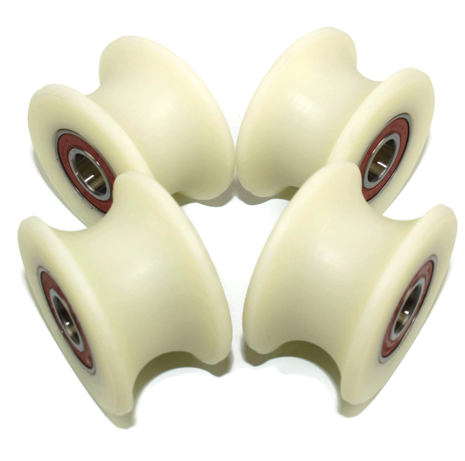 Lot de 4 x 50 mm poulies en nylon usinées avec rainure de 25 mm - Fabriquées en Union européenne, 12 mm Bearings, 4