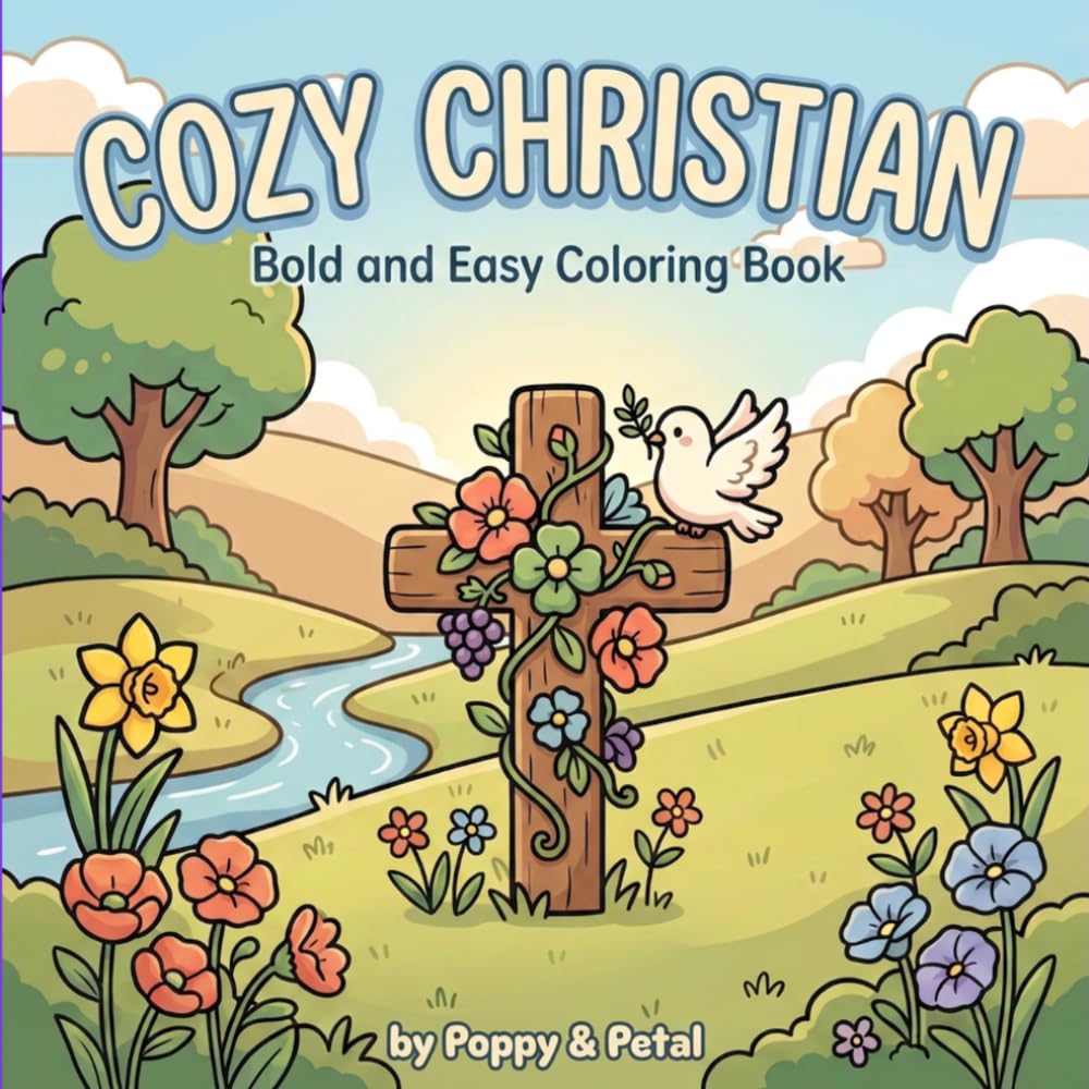 Cozy Christian Coloring Book: Bold and Easy Designs, Faith-Inspired Coloring Pages with Bibles, Prayer Scenes, Flowers and Peaceful Moments for Teens and Adults Relaxation