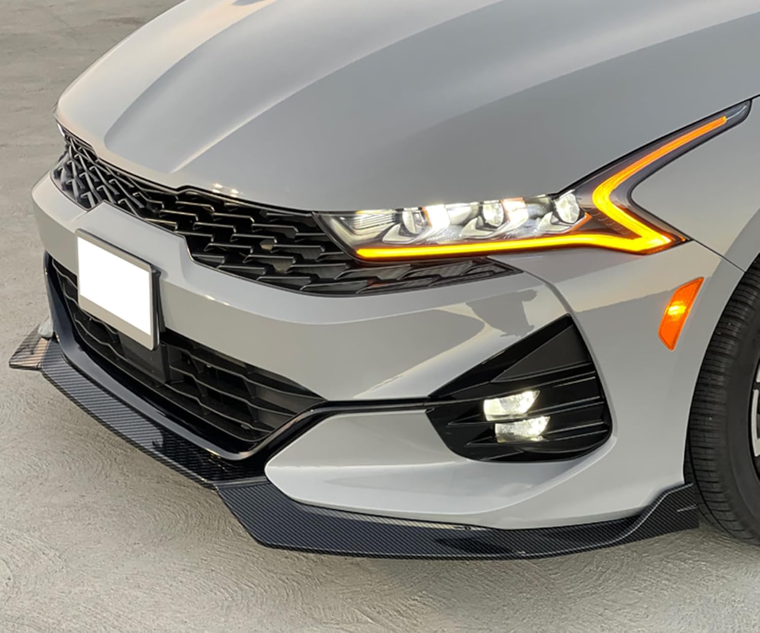 IKON MOTORSPORTS, Front Bumper Lip Compatible with 2021-2024 Kia K5 GT-Line, 4PCS RD Style Carbon Fiber Print Front Lower Lip Spoiler Guard Air Dam Chin Bodykit - PP