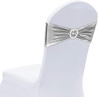 Vista 18 de Obstal 50 cintas elásticas de elastano para sillas de recepción de boda, bandas elásticas universales para sillas con hebilla deslizante para Negro