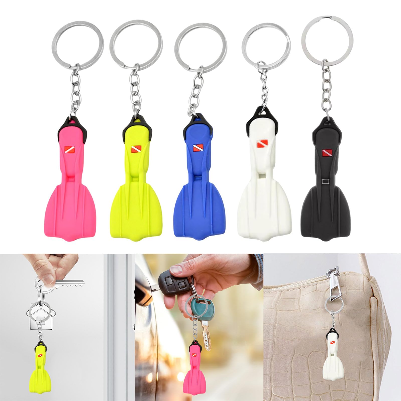COYENRAT Silicone Scubas Diving Fin Keychain Multipurpose Diving Fin Keychain Hangings Accessory for Keys and Backpacks