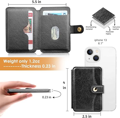 Miniatura 2 de M-Plateau Billetera para teléfono adhesiva, soporte delgado de tarjetas de crédito con adhesivo 3M para teléfono celular y funda de teléfono, tamaño