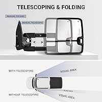 Vista 5 de HF autoparts Espejos de Remolque Compatibles con Chevy Silverado 2003-2007, GMC Sierra Espejos de Remolque, Par Eléctrico con Calefacción con Luz