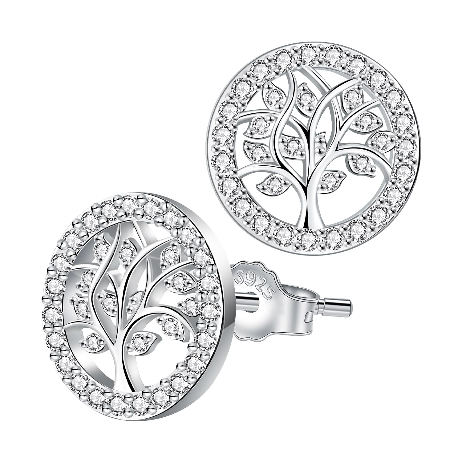 Micory Lebensbaum Ohrringe für Damen 925 Sterling Silber Ohrstecker mit Geschenkbox Schmuck Geschenk für Mädchen Frau Mutter Tochter