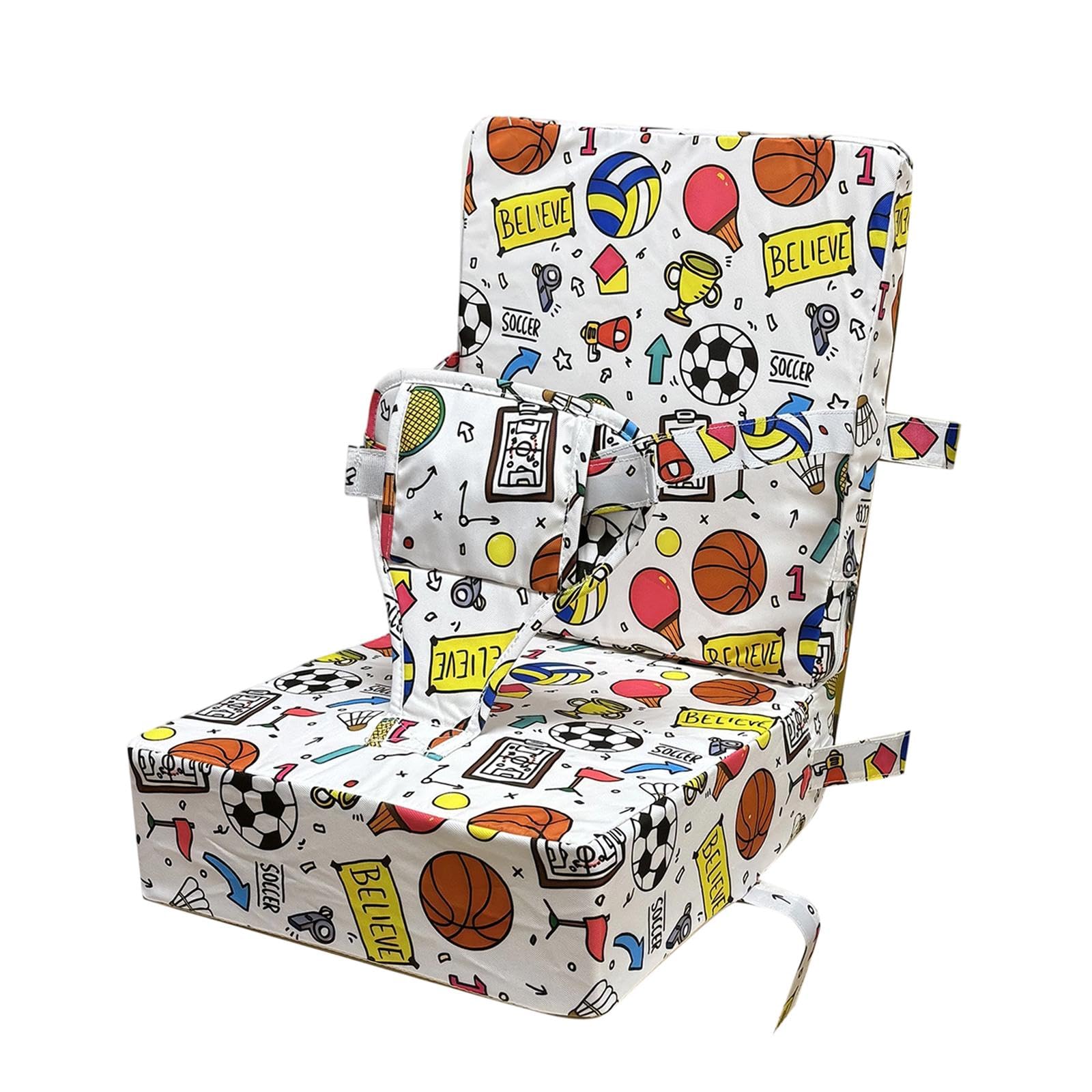 Seggiolino Bambini Pasto Sedia con Cuscino Alta Resilienza Schienale Staccabile Antiscivolo Cintura Superficie Resistente Adatto a Bambini P, Bianco, Taglia unica bambino