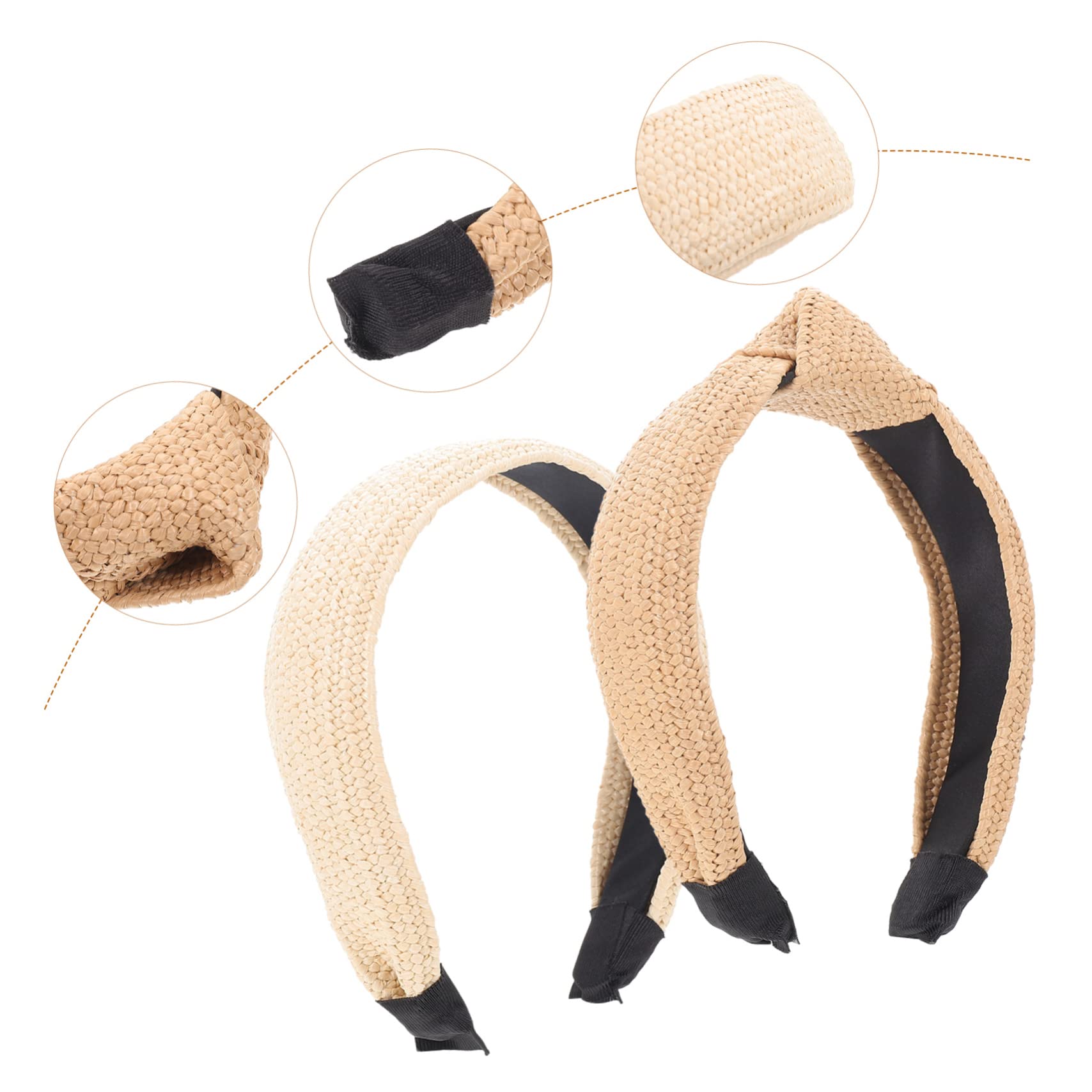 MAGICLULU 6 Piezas Diadema De Accesorios Para El Cabello De Verano Lazos Para El Cabello Con Lazos Sombreros Elásticos Suaves Tocado De Mujer Emitir Tarjeta Tejer Rafia Perder