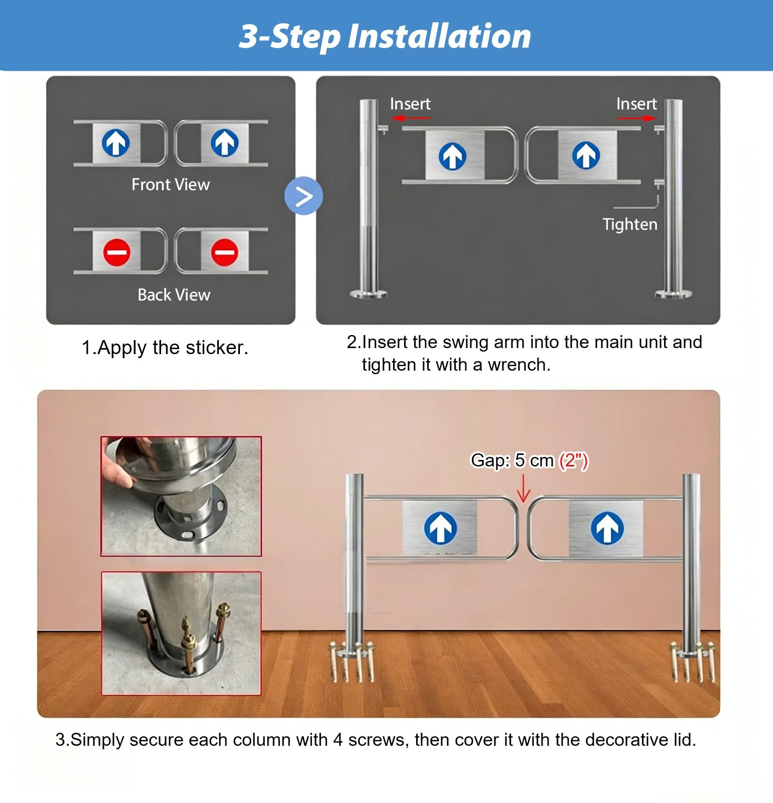 Puerta oscilante de seguridad industrial resistente con resorte, puerta manual de cierre automático unidireccional para un acceso seguro de peatones en supermercados y almacenes