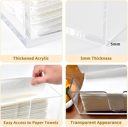 Miniatura 4 de Paquete de 1 soporte para toallas de papel acrílico, dispensador de servilletas de encimera para toallas de papel plegadas en C, multipliegue y