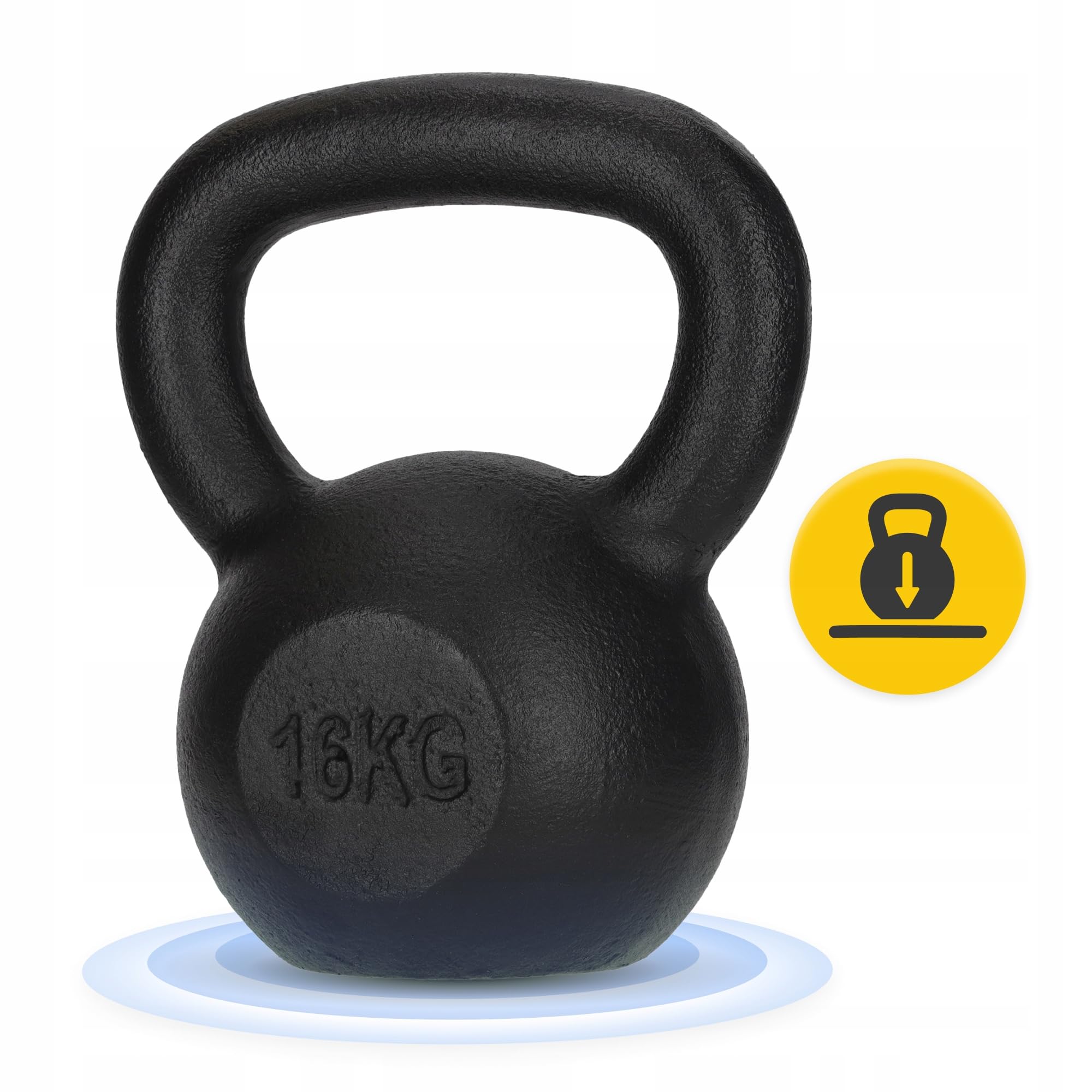 KETTLEBELL ODWAŻNIK HANTEL KETTLE ŻELIWNY OBCIĄŻNIK ĆWICZEŃ TRENINGU 16 KG